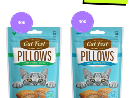 Catfest Pillows with Chicken and Salmon Cream Cat Treats Combo Supply