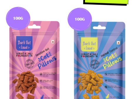 Bark Out Loud by Vivaldis Hairball Control and Sensitive Gut Pillow Cat Treats Combo Online Sale