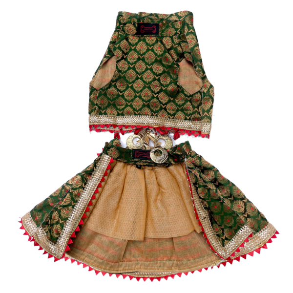 Pawgypets Brocade Lehenga for Dogs and Cats (Green) Online now