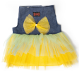 Pawgypets Denim Frilly Dress for Dogs and Cats (Blue Yellow) Sale