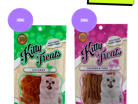 Kitty Treats Soft Chicken Jerky Sliced and Chicken & Tuna Cat Treats Combo Online now