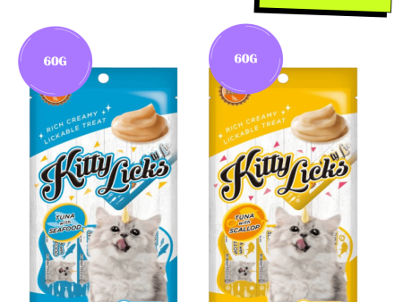 Kitty Licks Tuna Seafood and Tuna Scallop Cat Treats Combo For Cheap