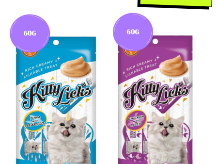 Kitty Licks Chicken Liver and Tuna Seafood Cat Treats Combo Supply