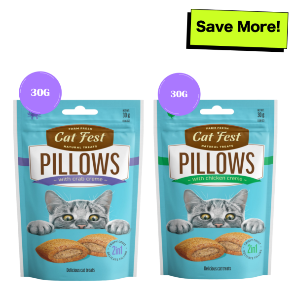 Catfest Pillows with Crab and Chicken Cream Cat Treats Combo Online Hot Sale