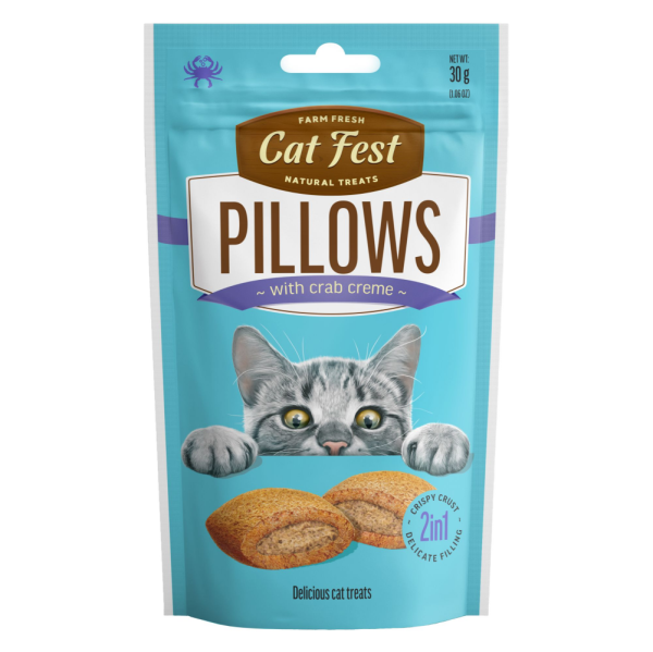 Catfest Pillows with Crab, Chicken and Salmon Cream Cat Treats Combo Online