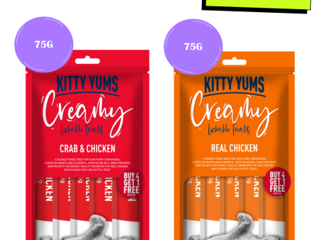 Kitty Yums Real Chicken and Crab & Chicken Creamy Cat Treats Combo Online Sale