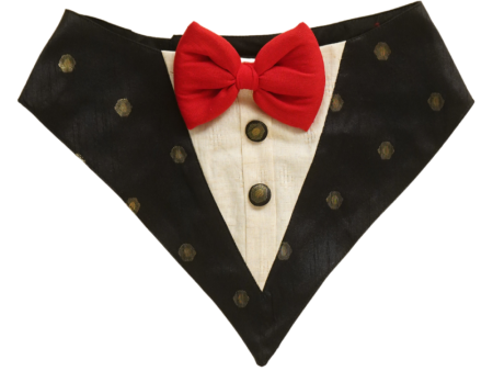 Floof & Co Silk Tux Bandana for Dogs (Black) Supply