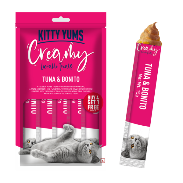 Kitty Yums Tuna & Bonito and Seafood Medley Creamy Cat Treats Combo For Cheap