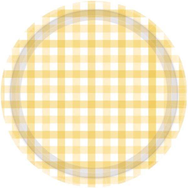 Pastel Yellow Gingham Plates - Dinner 8 Pkt Online Sale