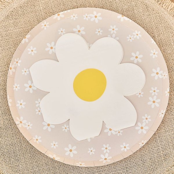 Ginger Ray Daisy Floral Napkins - Lunch 16 Pkt Discount