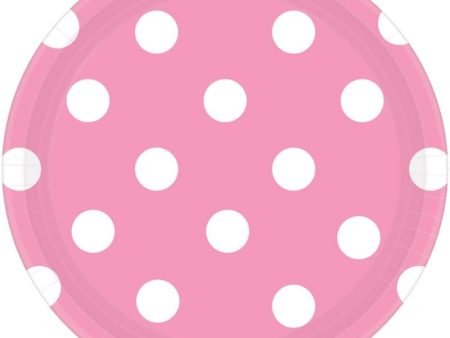 New Pink Polka Dots Plates - Dinner 8 Pkt For Discount