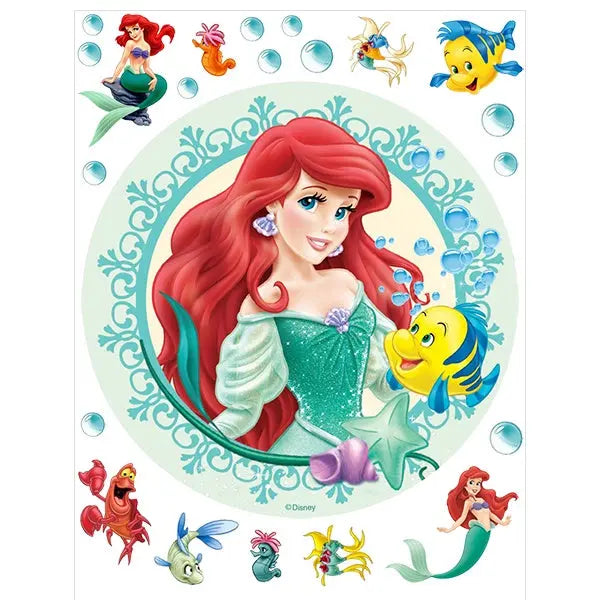 The Little Mermaid Ariel & Flounder Edible Cake Image with FREE Edible Icons Cheap