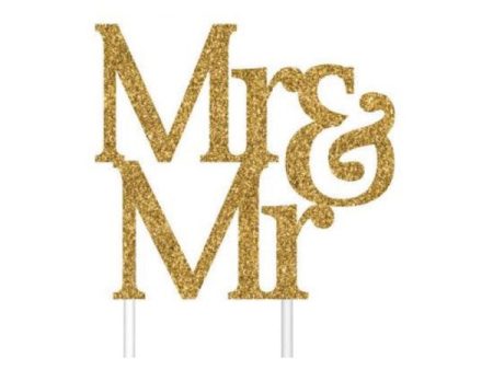 Gold Glitter Mr & Mr Wedding Cake Topper Online Sale