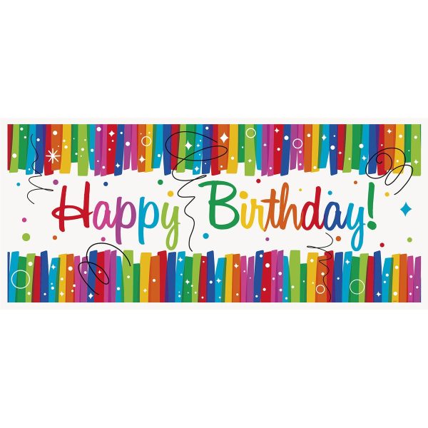 Rainbow Ribbons Giant Birthday Banner For Discount