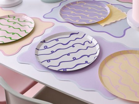 Ginger Ray Wavy Pastel Plates - 8 Pkt For Discount