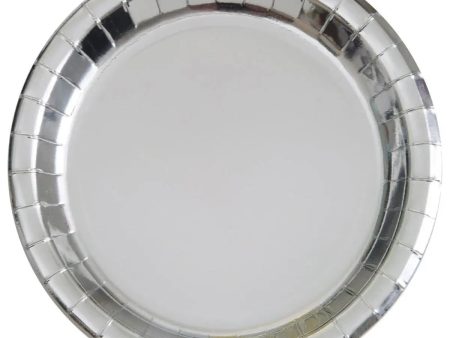 Metallic Silver Plates - Dinner 8 Pkt on Sale