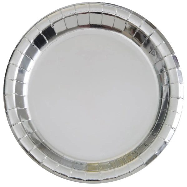 Metallic Silver Plates - Dinner 8 Pkt on Sale