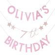 Ginger Ray Customisable Name & Age Pink Birthday Bunting For Cheap