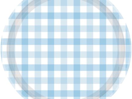 Pastel Blue Gingham Plates - Lunch 8 Pkt Fashion