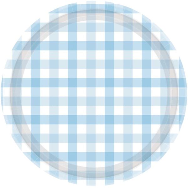 Pastel Blue Gingham Plates - Lunch 8 Pkt Fashion