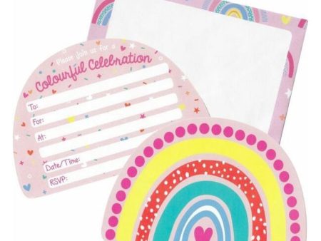 Rainbow Party Invitations - 8 Pkt Online Hot Sale