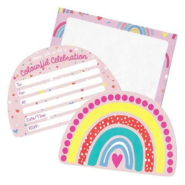 Rainbow Party Invitations - 8 Pkt Online Hot Sale