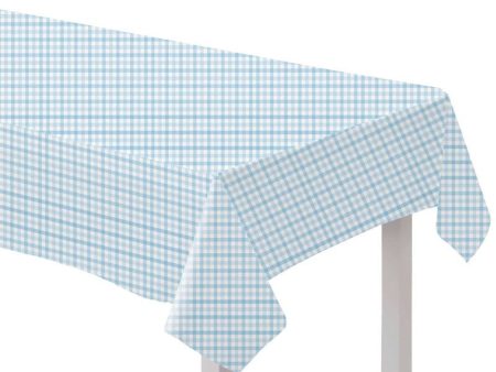 Pastel Blue Gingham Paper Tablecover For Discount