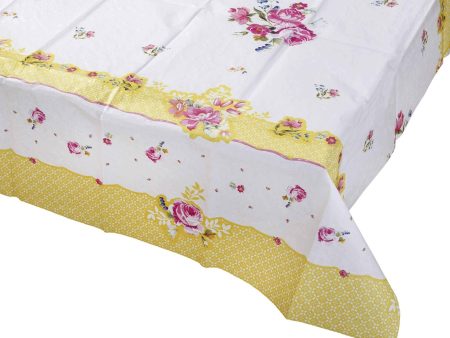 Truly Scrumptious Yellow & White Floral Paper Table Cover Cheap