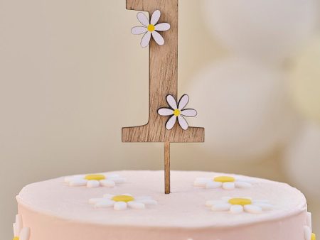 Ginger Ray Wooden Daisy 1st Birthday Cake Topper Hot on Sale