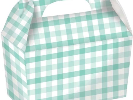 Pastel Mint Gingham Treat Boxes - 4 Pkt For Cheap