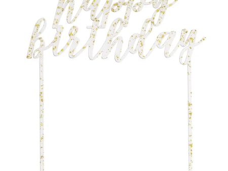 Acrylic Gold Fleck Happy Birthday Cake Topper Online Sale