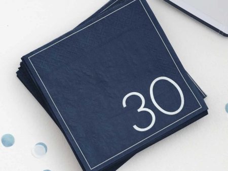 Ginger Ray Navy 30th Birthday Milestone Napkins - 16 Pkt Cheap