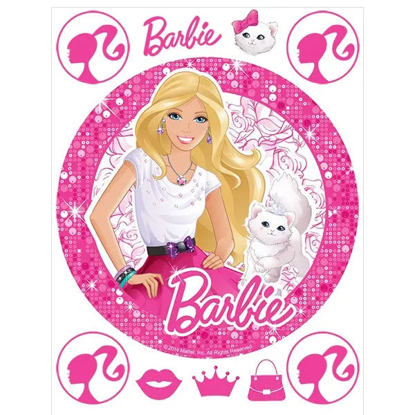 Barbie Wishes Round Edible Cake Image with FREE Edible Icons Online Sale