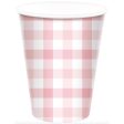 Pastel Pink Gingham Cups - 8 Pkt For Sale