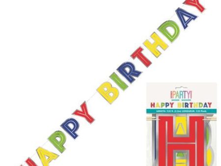 Silver Foil & Rainbow Happy Birthday Banner Online now