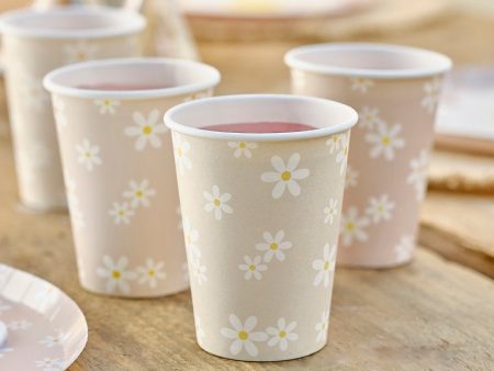 Ginger Ray Daisy Floral Cups - 8 Pkt Online