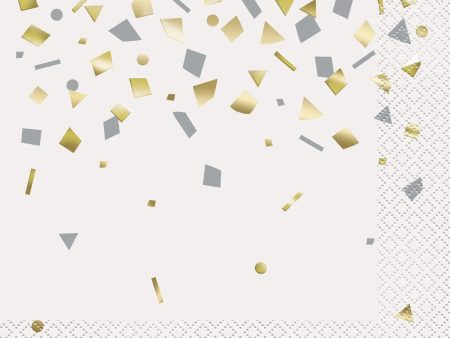 Gold Foil Confetti Napkins - Lunch 20 Pkt Online now