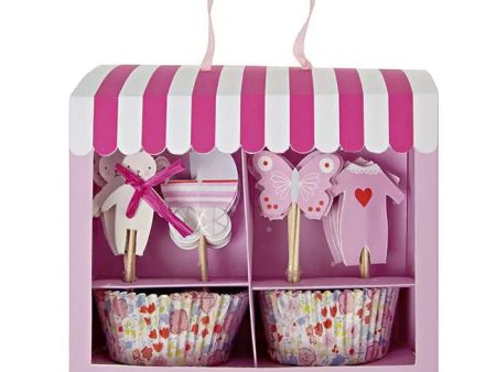 Meri Meri Baby Shower Pink Cupcake Kit Discount