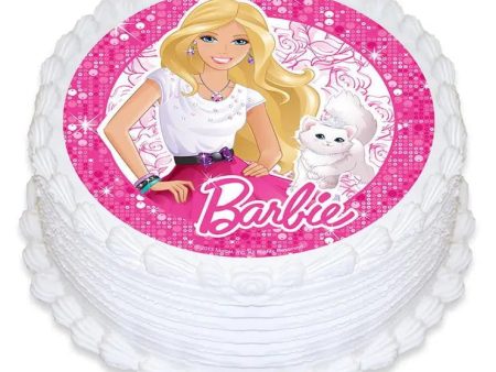 Barbie Wishes Round Edible Cake Image Supply