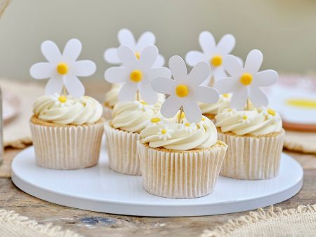 Ginger Ray Daisy Cupcake Toppers - 12 Pkt Sale