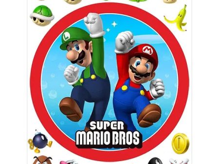 Super Mario Brothers Edible Cake Image with FREE Edible Icons For Discount