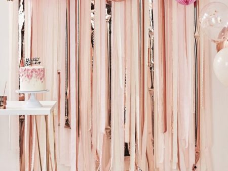 Ginger Ray Pink and Rose Gold Streamers Backdrop Kit Online Hot Sale