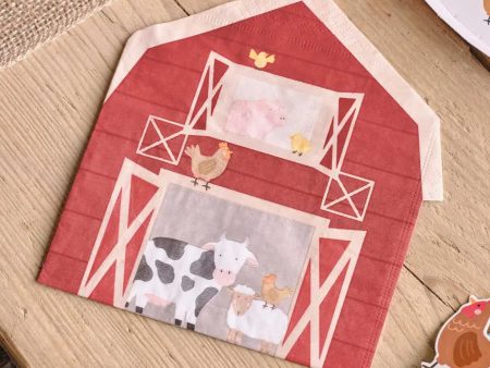 Ginger Ray Barn Shaped Farm Party Napkins - 16 Pkt Online now