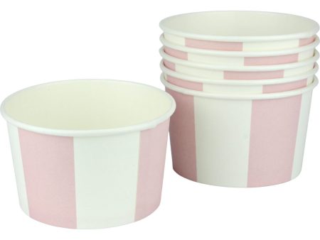 Pink & White Striped Ice Cream Treat Cups - 6 pkt Hot on Sale