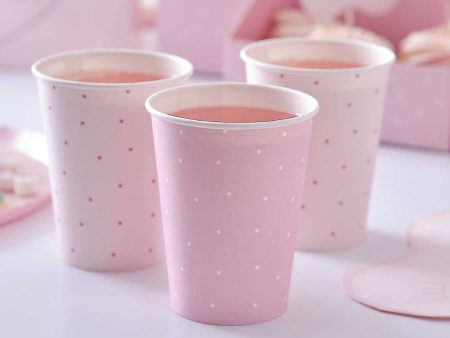 Ginger Ray Pink Polka Dot Paper Cups - 8 Pkt For Cheap