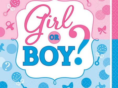 Girl or Boy Gender Reveal Napkins - Beverage - 16 Pkt on Sale