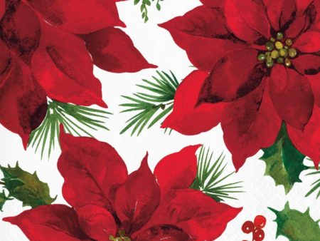 Posh Poinsettia Napkins - Beverage 16 Pkt Hot on Sale