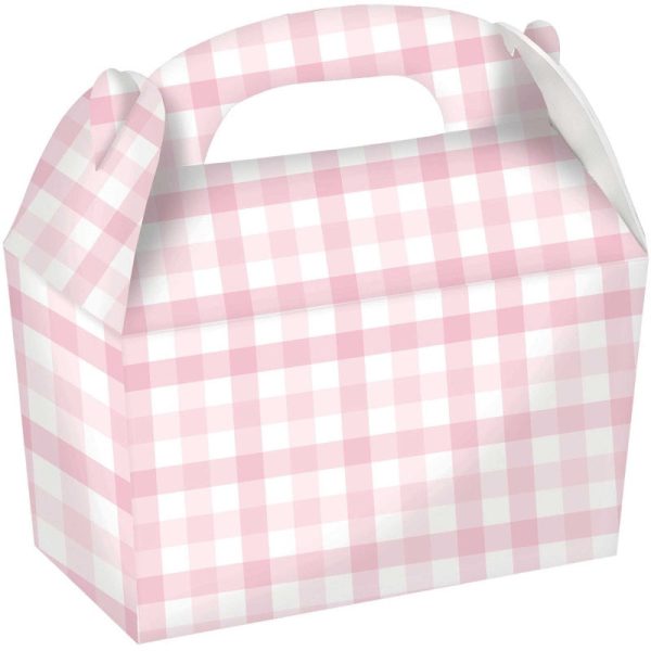 Pastel Pink Gingham Treat Boxes - 4 Pkt Online now