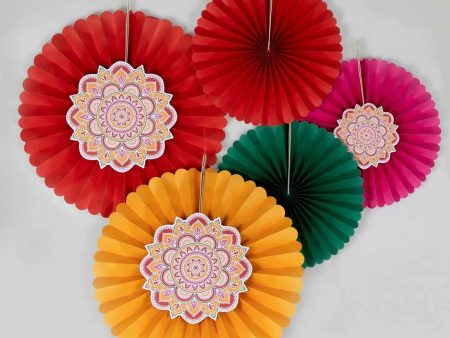 Ginger Ray Multicoloured Diwali Paper Fan Decorations Discount