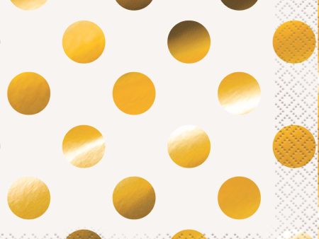 Gold Dots Napkins - Beverage 16 Pkt For Cheap